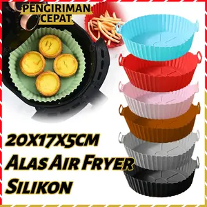 Alas Air Fryer Silikon BPA Free 8 Warna Alas Air Fryer Food Grade Silikon Food Tray Alas Silikon Air Fryer / Silicone Reusable Air Fryer Paper Baking Tray For Oven Foldable Air Fryer Pan Healthy Cooking