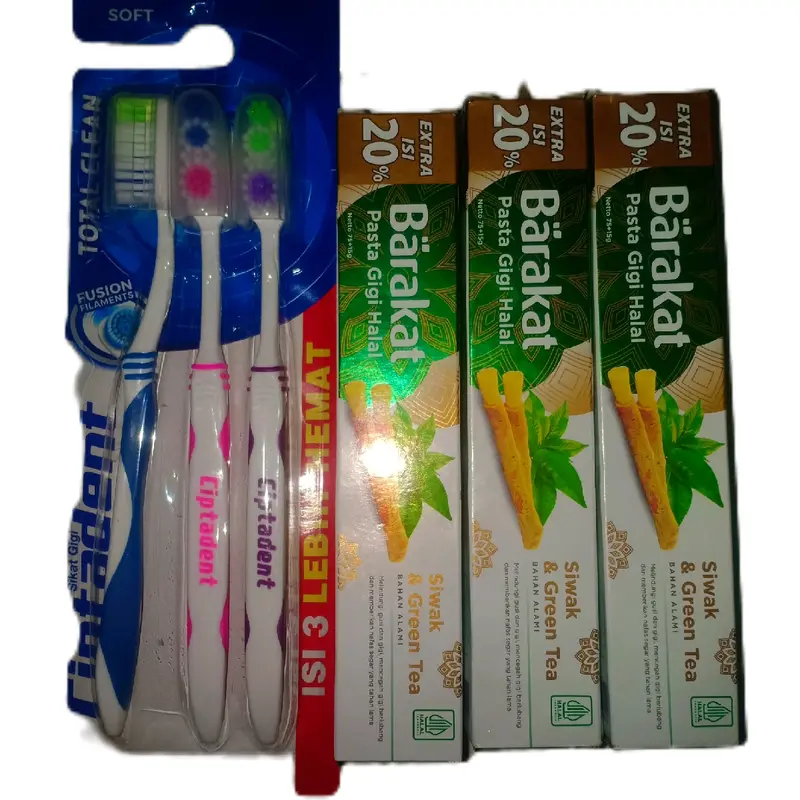 Paket Hemat - Pasta Gigi Barakat 3 Pcs + Ciptadent Sikat Gigi 3 Pcs Mulut 0