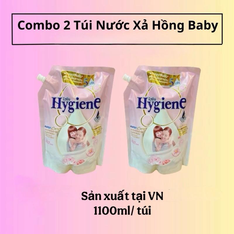 Combo 2 túi xả vải Hygiene Hồng phấn 1100ml/ túi Làm thơm quần áo