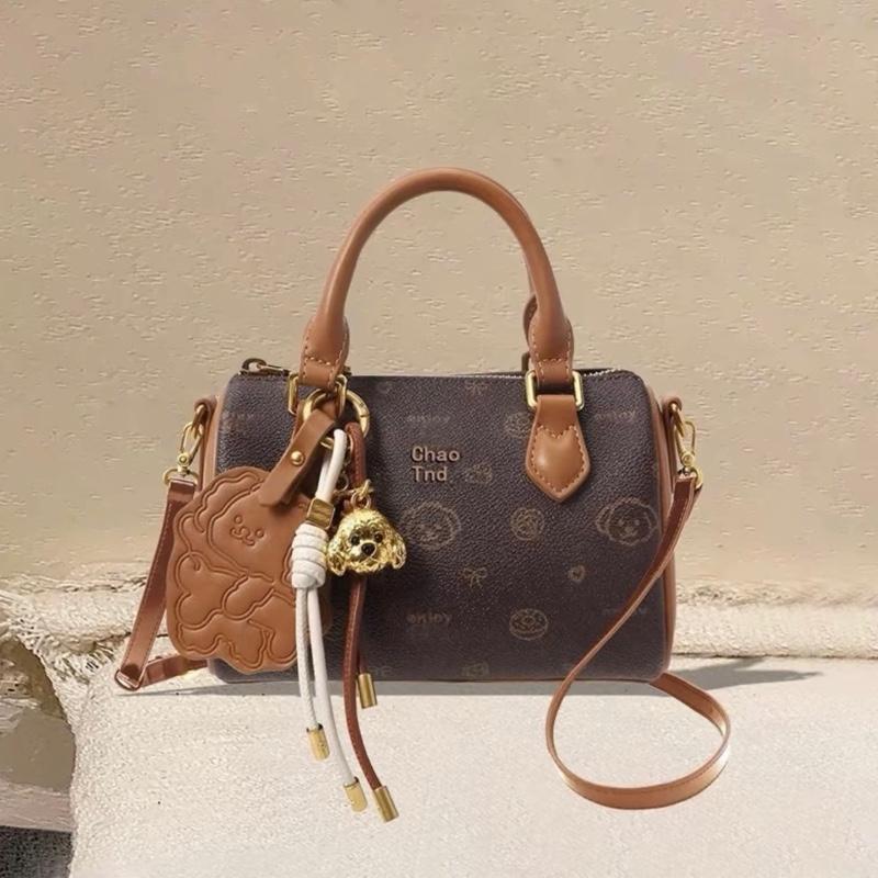 Túi xách nữ đeo chéo cầm tay sang chảnh dáng trống nâu xinh