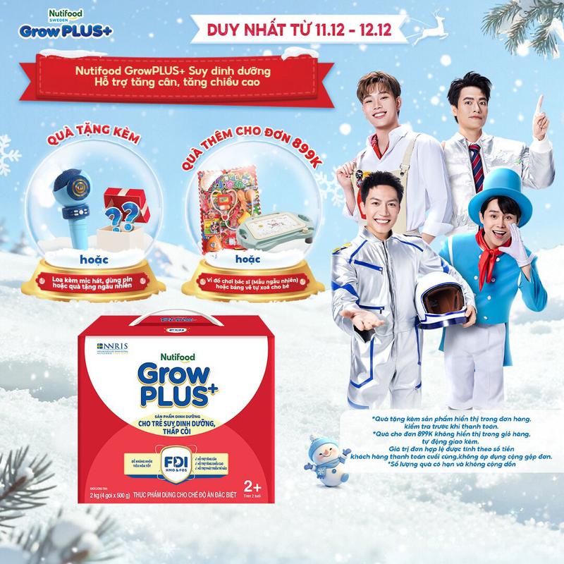 2+ Hộp Sữa Bột Nutifood GrowPLUS+ Suy Dinh Dưỡng đỏ 2kg mới _2+ cho bé từ 2 tuổi - Hỗ trợ Tăng Cân Tăng Chiều Cao- Link chính