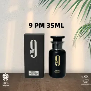 Afnan 9 PM 35ML EDP Parfum Unisex Tahan Lama 8 Jam Aroma Jeruk Mandarin Lavender Kayu Manis Apel Muguet Orange Blossom Patchouli Ambra Vanilla Tonka Bean