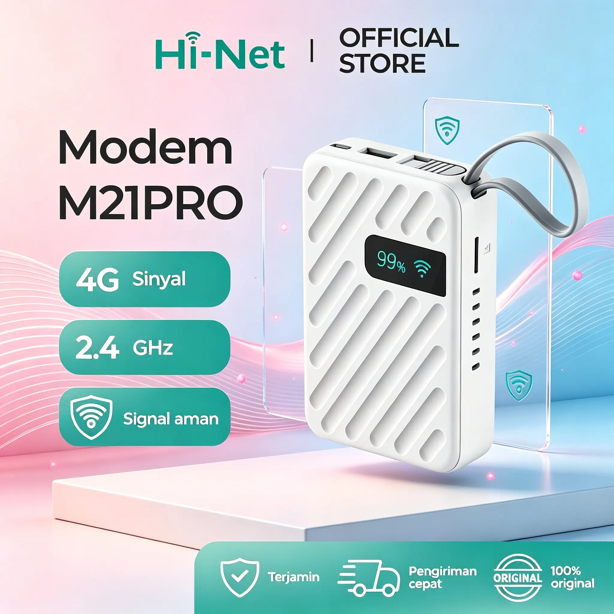 Hi-Net M21PRO Modem Wifi 4G Portable 10000mAh Powerbank WiFi6 Anti Lag 300Mbps Hotspot 4G LTE Multi Perangkat Tanpa Kabel Internet Stabil untuk Traveling & Kerja WFH