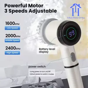 Sikat Elektrik Pembersih Kamar Mandi Dapur Kaca Rechargeable LED Display