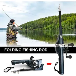 Joran Pancing Lipat Foldable Telescopic Fishing Rod 1.2M - Joran Pancing Desain Lipat Portable Fishing Rod 1.2M