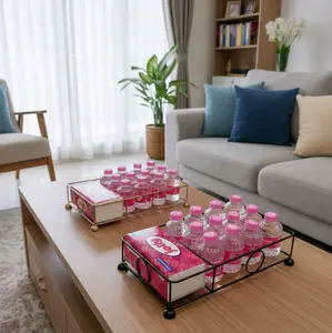 Rak Aqua Tempat Aqua Gelas Rak Minuman Serbaguna Desain Unik Cocok untuk Ruang Tamu dan Kantor Bahan Besi Model Terbaru Estetik Ringan dan Serbaguna