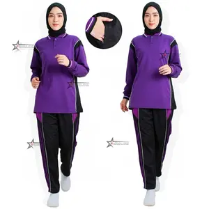 Baju Olahraga Wanita 1 set Training Panjang / Seragam Baju Olahraga Senam Wanita dan Pria Celana panjang set Muslim Kaos Setelan Atasan