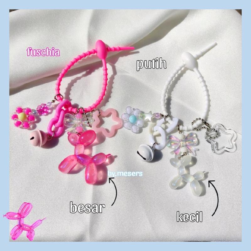 MESERS - Bag Charm Puddle - Gantungan Tas Balon Anjing Pink Hitam Putih Keychain 1