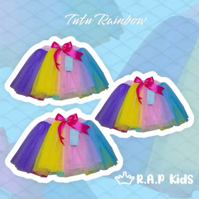 Rok Tutu Anak Pendek (size 6bulan-12 Tahun) Rok Tutu Rainbow 2