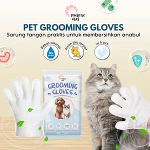 Pawsitive Vibes Sarung Tangan Grooming Pet Care Wet Gloves Isi 6 pcs - Sarung Tangan Mandi Tanpa Air Tanpa Bilas untuk Hewan Peliharaan