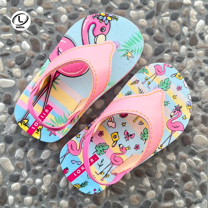 Loklin Sandal Jepit Anak Perempuan Sendal Bayi Flip Flop Ciki Flamingo