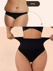 1/2 piezas de faja reductora de mujer en color sólido de cintura alta, tanga, shorts moldeadores con control firme de abdomen y levantamiento de glúteos, ropa interior sexy, calzón casual, suave, cómodo y transpirable, adecuado para uso diario