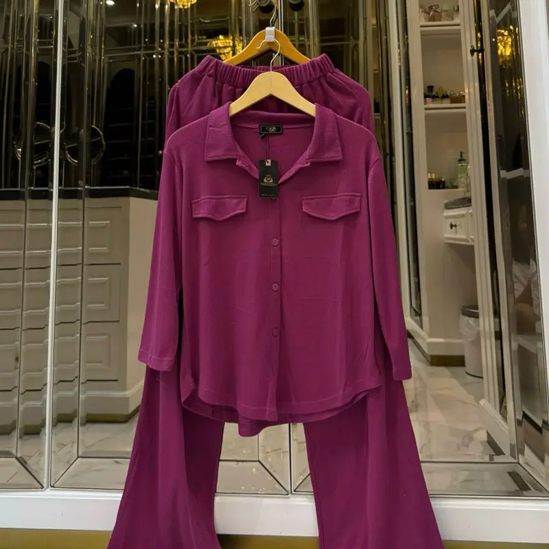 Imelda Set Knit Pocket Kancing RGB Original Setelan Wanita Celana Panjang 3