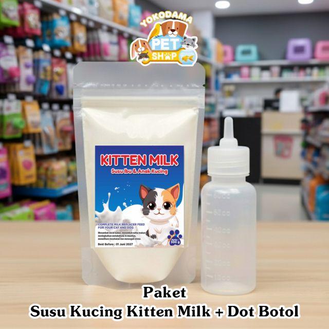 Paket Susu Kucing KITTEN MILK + Dot Botol Elastis