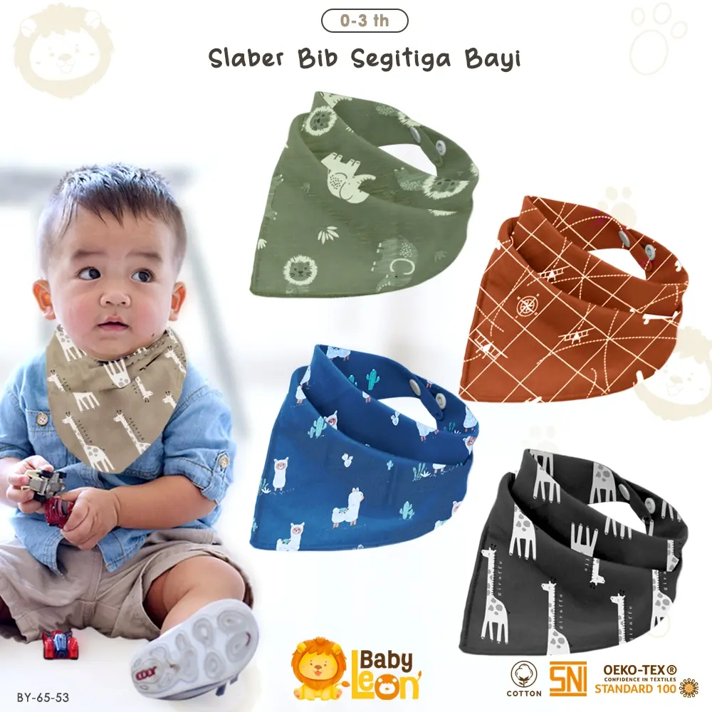 BABY LEON Sleber Bayi Slaber Makan Bayi Slaber Segitiga Slaber Air Liur Bayi BY-65 BY-70