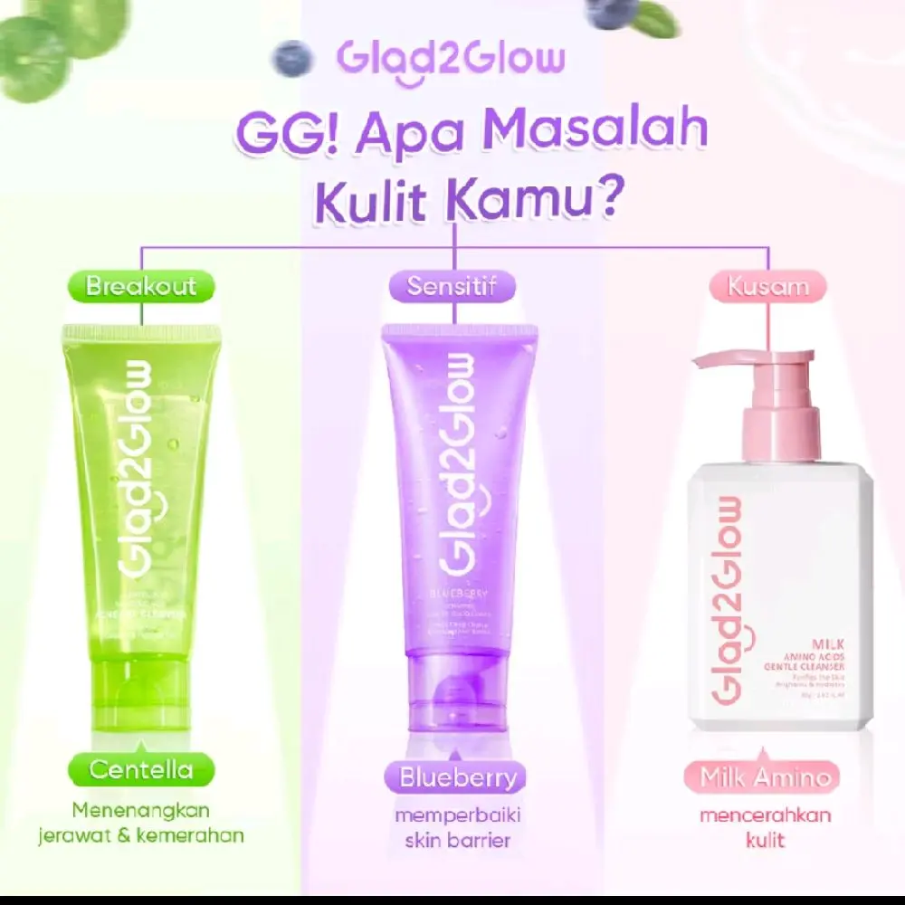 Acnes Facial Wash Glad2Glow Face Wash Glad2Glow Blueberry Ceramide Low pH Gel Cleanser | Facial wash Salicylic Acid Acne Gel Cleanser | Facial wash Milk Animo Brightening Cleanser