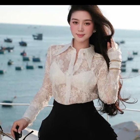 ÁO SƠMI REN 3D Xuyên Thấu Bigsize