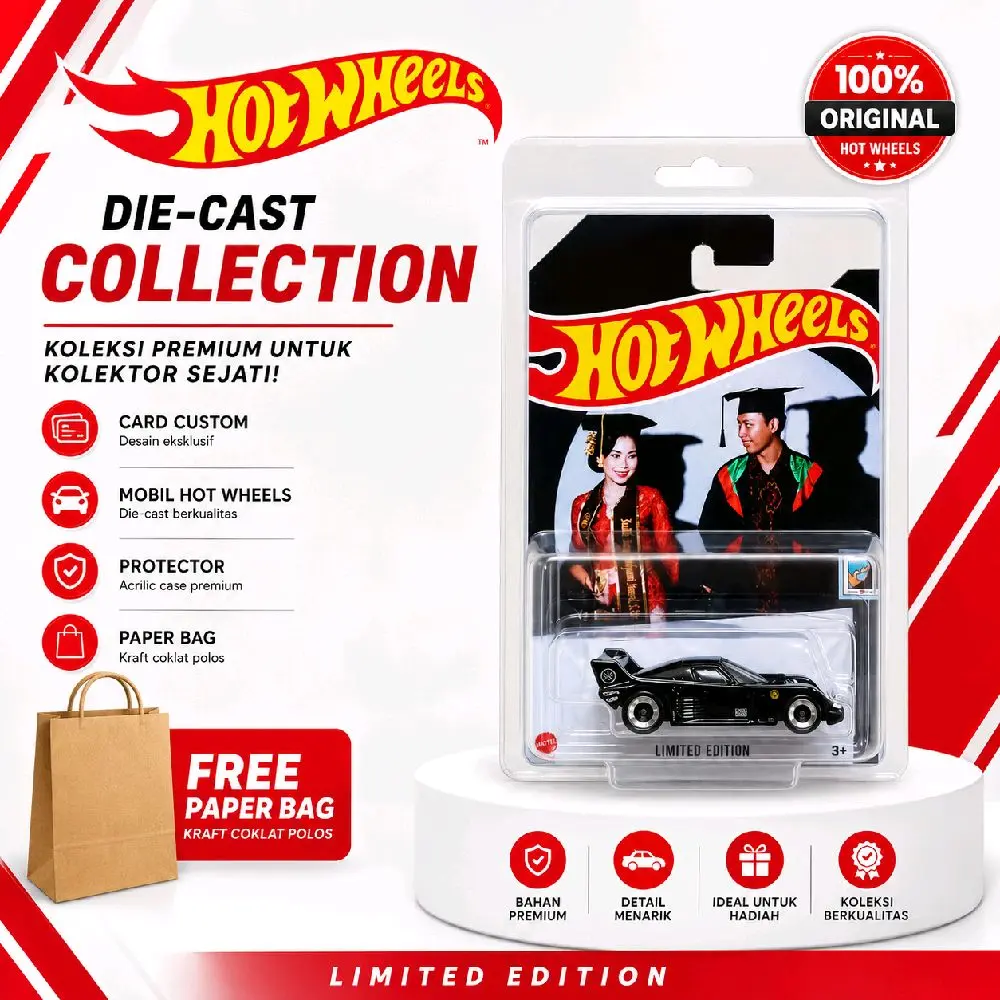 Kado Custom Card Hot Wheels isi Mobil Original Hot Wheels Custom foto kamu Gratis Paper Bag