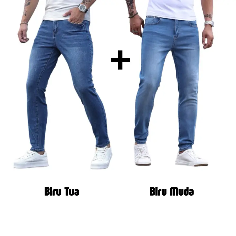 PAKET HEMAT ISI 2 pcs Celana Jeans Pensil Pria Slimfit Grey Hitam Biru Tua Biru Muda 27-39 5