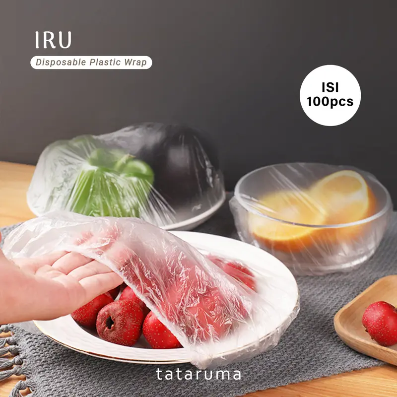 IRU - Plastik Penutup Makanan Isi 100 Piring Mangkuk Food Grade Anti Debu Karet Set Buah 0