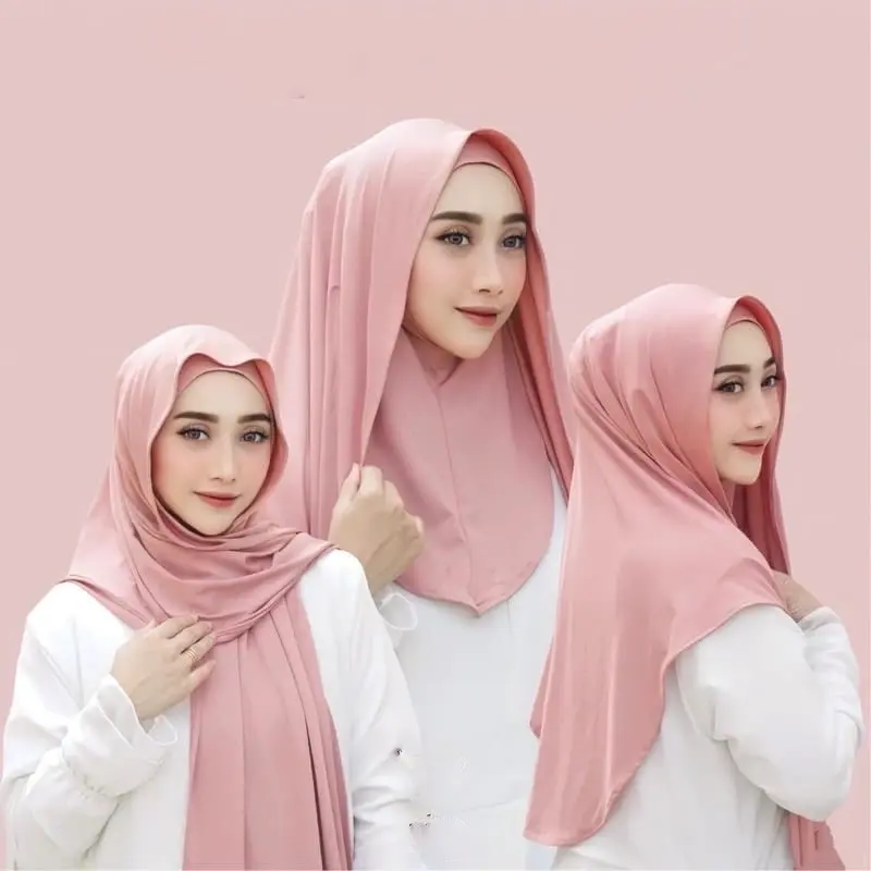 Pasmina Instan Tutup Leher Meleyot Inner Jersey Premium - Ciput, Oval, Masker, Panjang, Muslim, Cantik, Pleated, Kerudung Pashmina Jilbab Syal Khimar Syari Sporty Nyaman