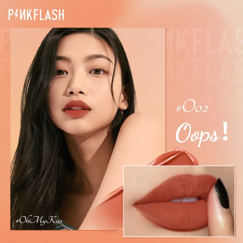 [Official] PINKFLASH OhMyKiss 3pcs Soft Matte Finish VE Moisturising Long-lasting Waterproof Non-sticky Liquid Lipstick Makeup Set liptint set lasting  gloss 3