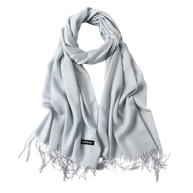 Khăn Quàng Cổ Cashmere Màu Trơn Có Tua Rua Cho Nữ, Khăn Quàng Cổ Dài Và Mỏng Cho Nữ, Khăn Choàng Nữ (Phong Cách Mỏng), Xuân Thu, Plain 5