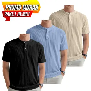 kaos kancing wafle lengan pendek polos pria wanita terbaru baju pria Nyaman Distro Casual Paket Kaos