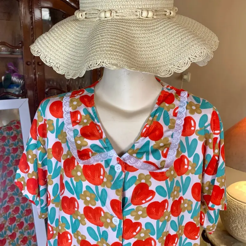 Yolanda Homedress / Dress Busui Bumil Kekinian / Daster Viral Kekinian Motif Nyaman /  Renda Kancing Kerah Rempel Pendek Rayon Panjang Hanya Boleh Dicuci Dengan Tangan Multicoloured 1