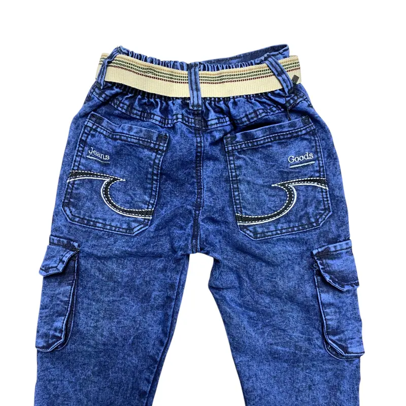 CELANA JEANS DENIM ANAK FASHION Motif Bordir LAKI-LAKI PANJANG KARGO GESPER USIA 5-12 TAHUN, PJKK14 Fashion 3