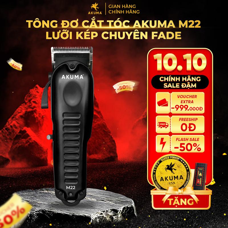Tông Đơ Cắt Tóc AKUMA M22 Chính Hãng Lưỡi Kép Chuyên Fade, Máy Khỏe Pin Trâu. Cả Nam Và Nữ Barber