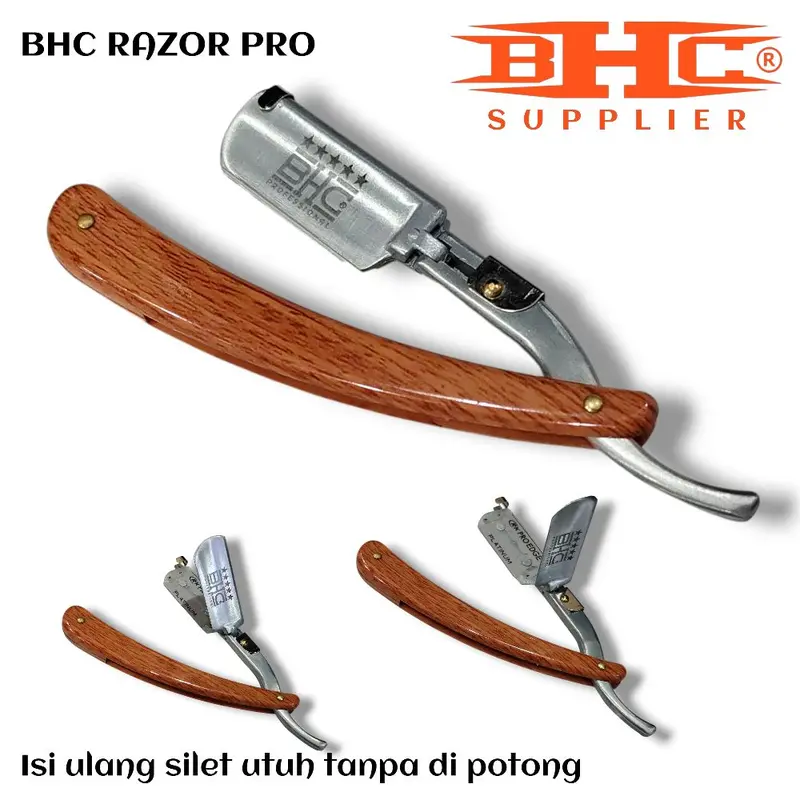 RAZOR BHC Gagang Pisau cukur lipat isi ulang silet alat potong rambut razor manual  kerok kerik jenggot kumis Brewok 3