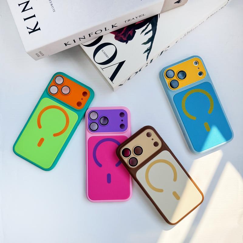 Ốp lưng iPhone nam châm vân vải cửa sổ lớn phong cách dopamine, dành cho iPhone 18 Pro Max/17 Pro/16/15/14/13/12, thiết kế tối giản và độc đáo.