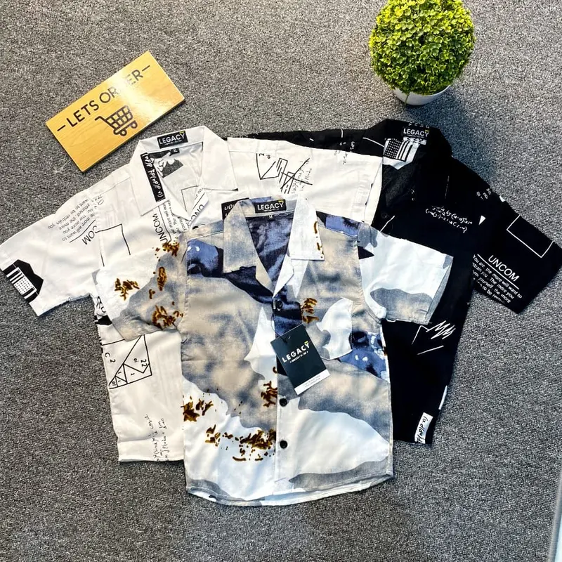 100 ribu 3 kemeja rayon anak lengan pendek Usia 1-9 tahun Bahan Lembut adem 1