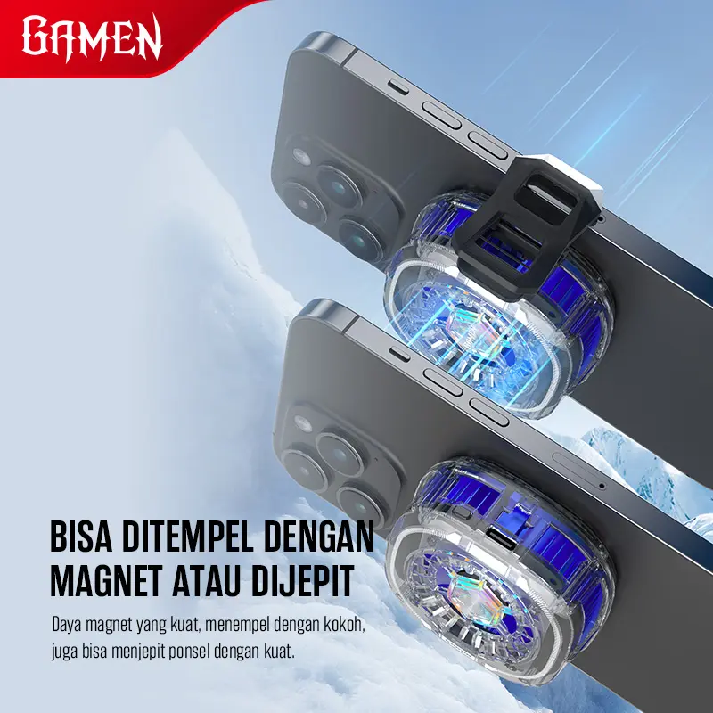 [Ekslusif Ischaindyofc] GAMEN GMR08 Fan Cooler Transparant RGB,Pendingin Handphone/Tablet/Ipad,2 In 1 Clip Dan Magnetic - Garansi 1 Tahun (BISA COD) 3
