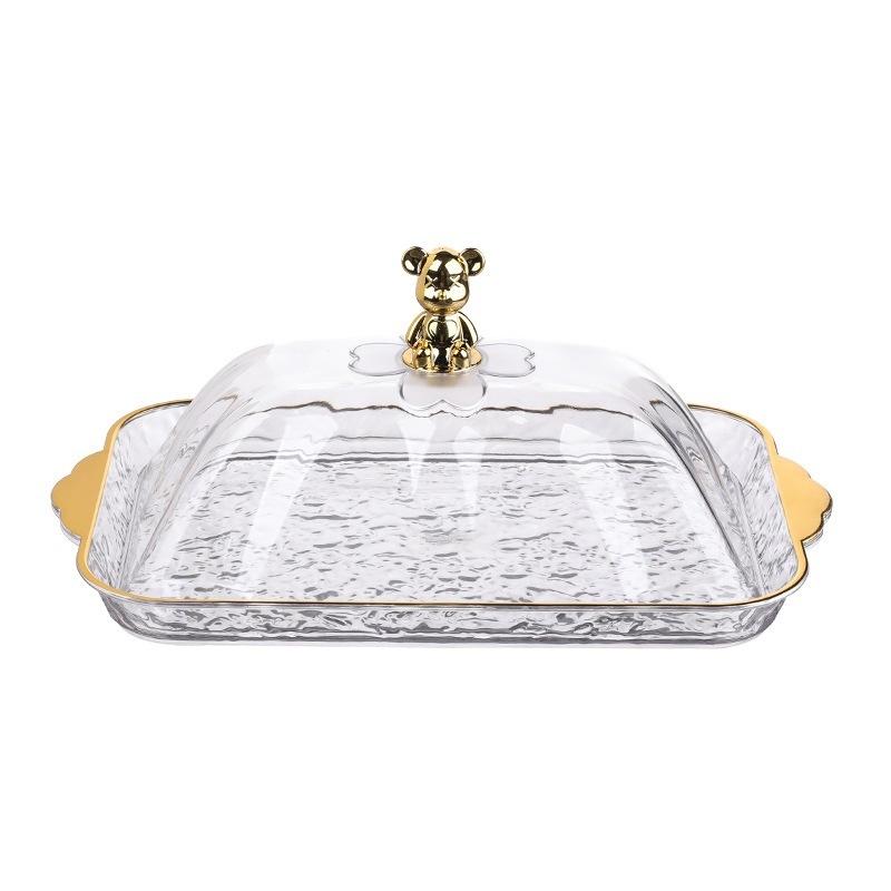 SET Nampan Tray Mewah Nampan Dengan Pegangan Handle Gold Snack Fruit Tray Tempat Penyimpanan Kue - PMJ203 Kitchenware Makan 2