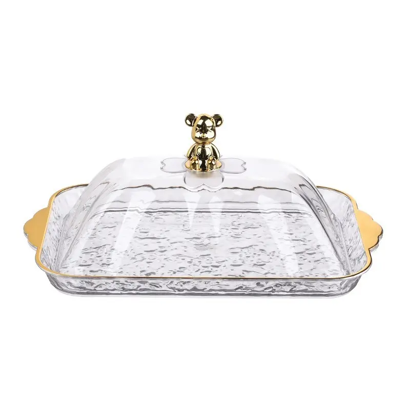 SET Nampan Tray Mewah Nampan Dengan Pegangan Handle Gold Snack Fruit Tray Tempat Penyimpanan Kue - PMJ203 Kitchenware Makan 2