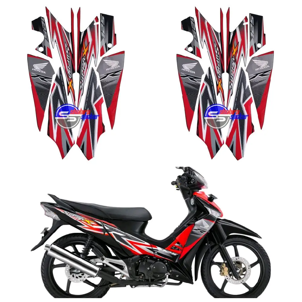 Striping Stiker Motor Honda Supra X 125R 2012 Hitam Merah Fullset Motorcycle striping supra x 125 batman