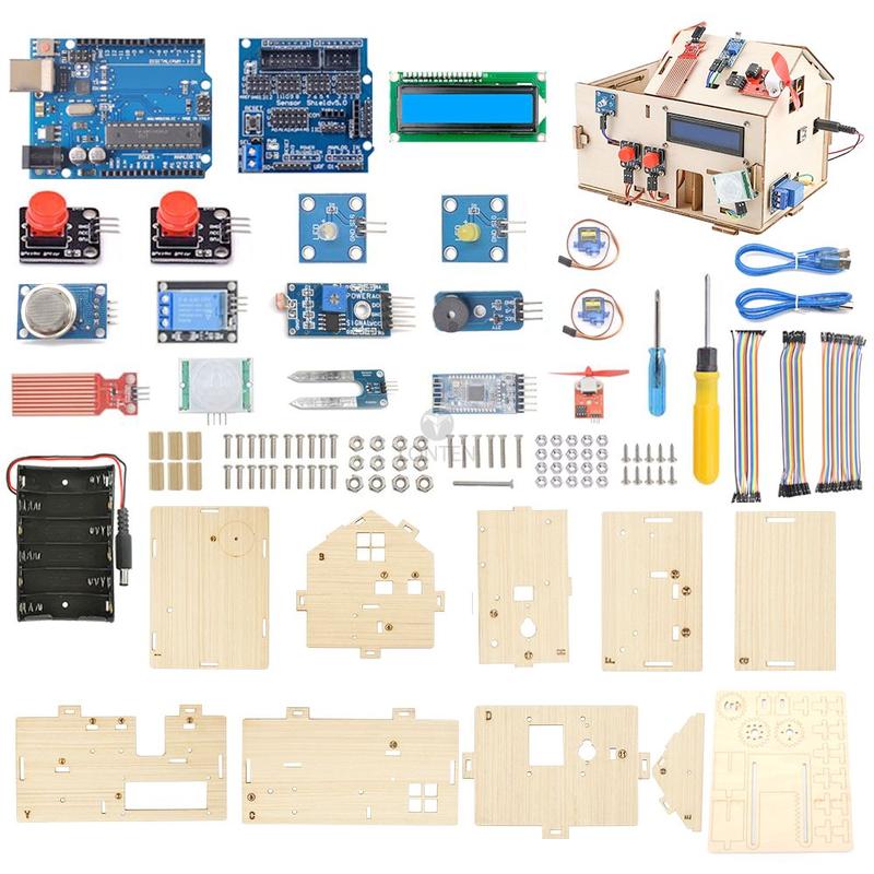 Product Introduction of Lonten Smart Home Kit for Arduino Starter Electronic Learning Remote Control House DIY Project with PLUS Board STEM LTARK-1 14