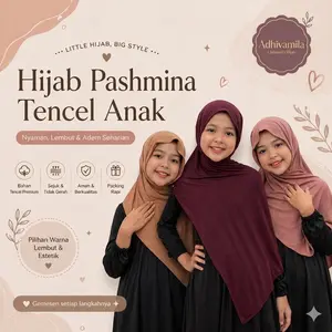 PASHMINA RAYON TENCEL ANAK PREMIUM  UMUR 4TH-12TH / HIJAB PASHMINA ANAK RAYON TENCEL