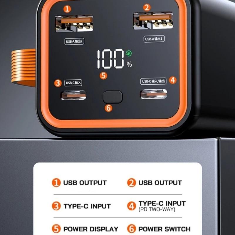 powerbank ip  60000mAh ori 66W Super Fast Charging dengan LED Display dan 3 Port Keluaran USB  4 Hitam Charger Powerbank Jam Plastik Putih lightning usb 3.0 power bank 60000 original 8