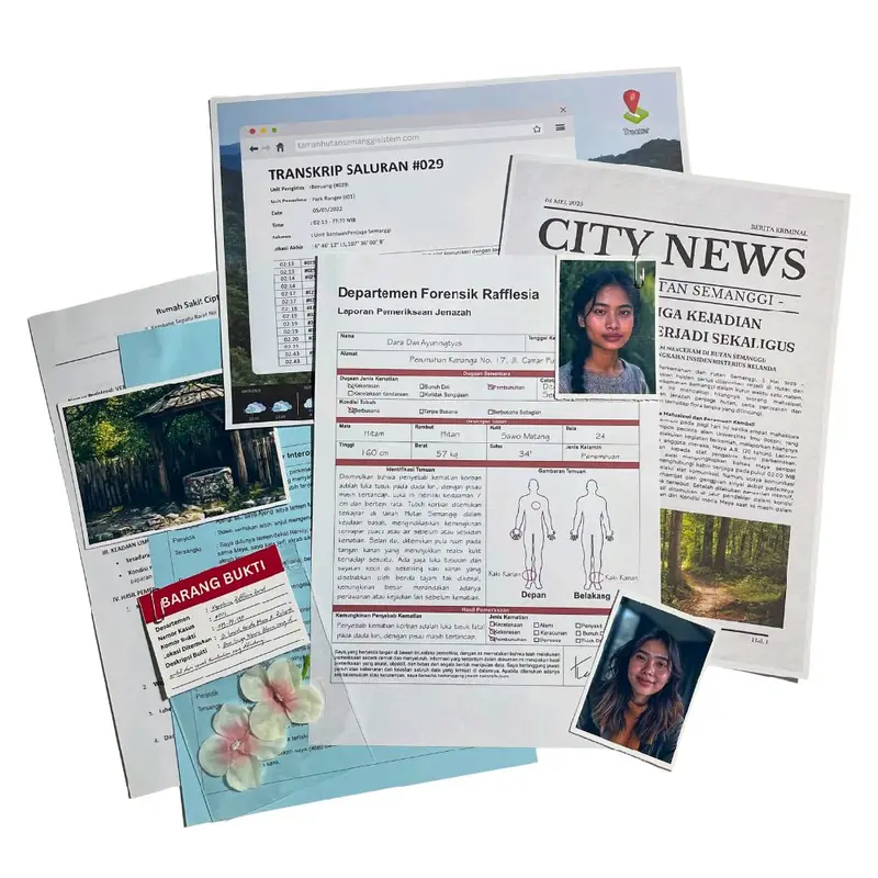 [Case #002] Unsolved Case File Indonesia "Tragedi Hutan Semanggi" 3enang_Merah Game Board File Detektif 2