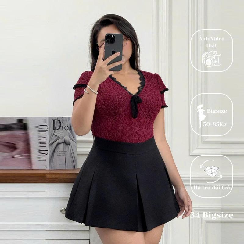 Áo thun ren 34AT073 áo 34 bigsize tay ngắn phối ren cho nữ phù hợp đi chơi dạo phố