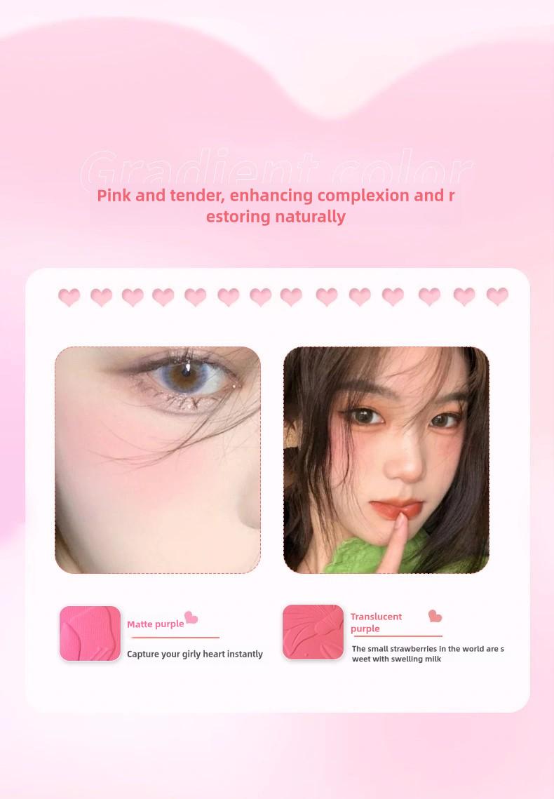 Product Introduction of 【buy 1 get 1 free】ZVEV Gradient powder blusher+brush, low saturation, improve atmosphere, can be used as concealer, 6 colors 10