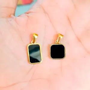 Liontin Titanium Kotak Permata Hitam Terbaru Anti Karat Anti Luntur Anti Alergi Aman Nyaman Dipakai Setiap Hari Aksesoris Fashion Wanita Kalung Elegan