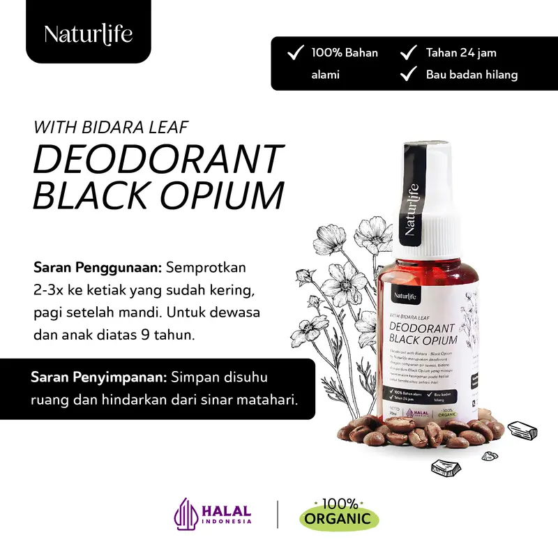 DEODORANT TAWAS BIDARA - BLACK OPIUM / TAWAS SPRAY 70ML / DEODORANT SPRAY TAWAS CAIR / DEODORANT SPRAY TAWAS BPOM / DEODORANT SPRAY AROMA / DEODORANT SPRAY TAWAS MENCERAHKAN KETIAK / DEODORANT SPRAY TAWAS / TAWAS SPRAY COD DARI BUMI / TAWAS SPRAY 2