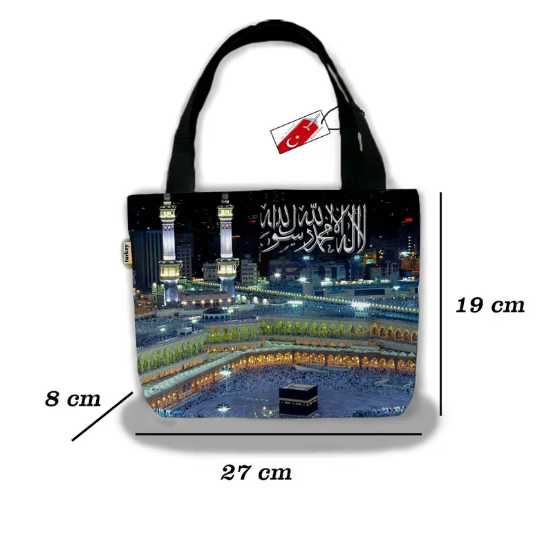 Totebag Mini Kanvas Wanita  Lucu Souvenir Pengajian Haji Umroh Motif Printing batik/ Kakbah  Terbaru 2024 Hitam Wanita 5