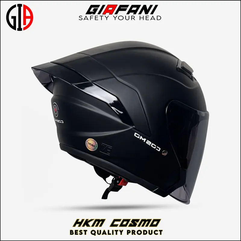 Helm Half Face HKM COSMO | Hitam Dof Kaca Visor Smoke SNI Motorcycle 2