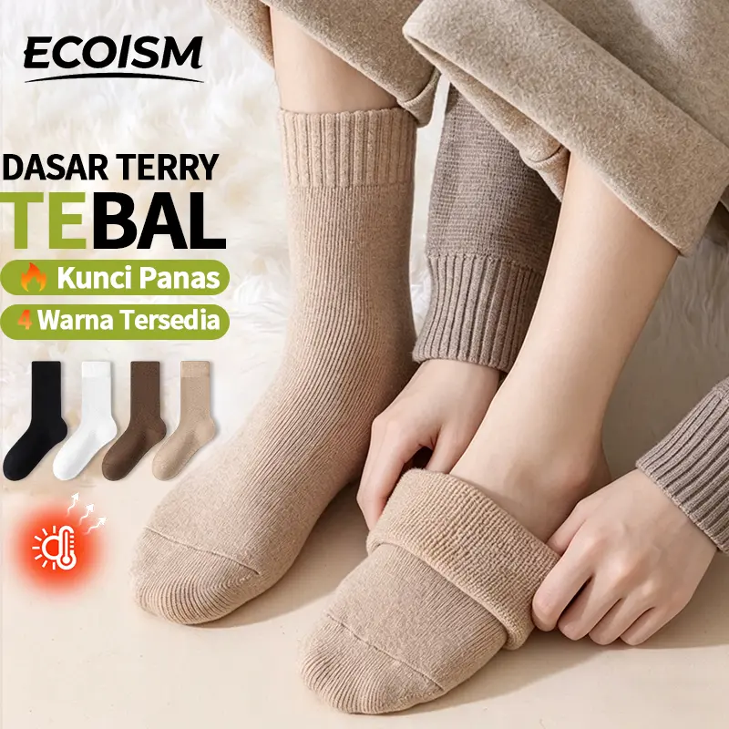 ECOISM Kaos Kaki Muslimah Wanita Tebal Premium Terry Anti Bau Lembut Nyaman