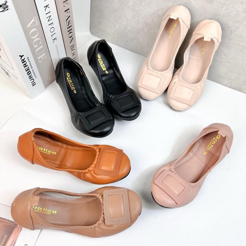 Sepatu Wanita Flat Shoes Balet Gratica AP 0079 Karet Hitam 8